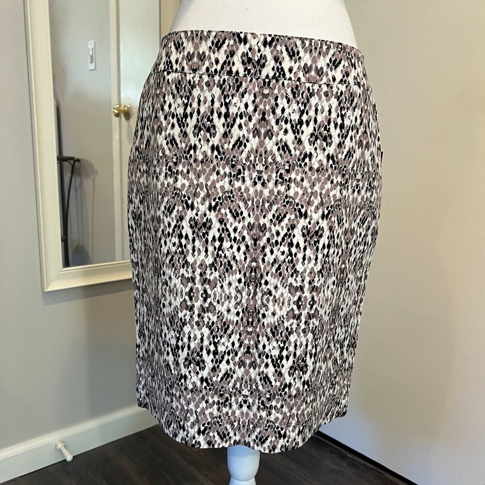 NWT Merona Brown/Gray Snakeskin Stretch Pencil Skirt, Size 8
